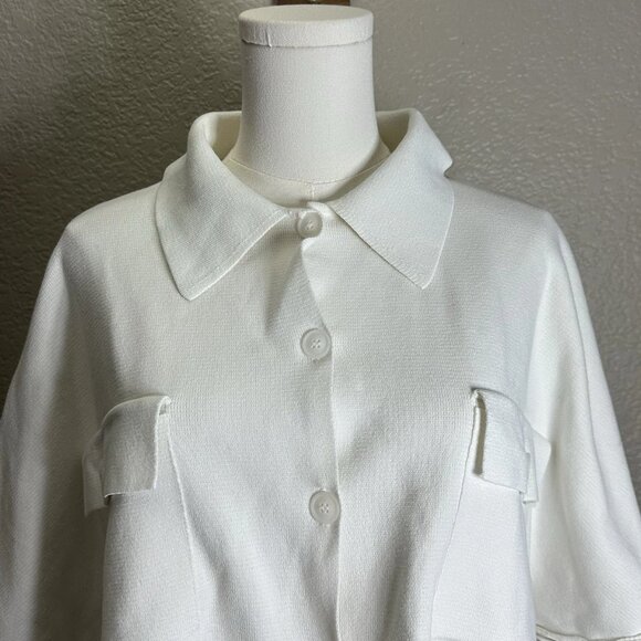 Zara Women’s M Crop Collared Beige 3/4 Sleeve Shirt - Picture 7 of 9